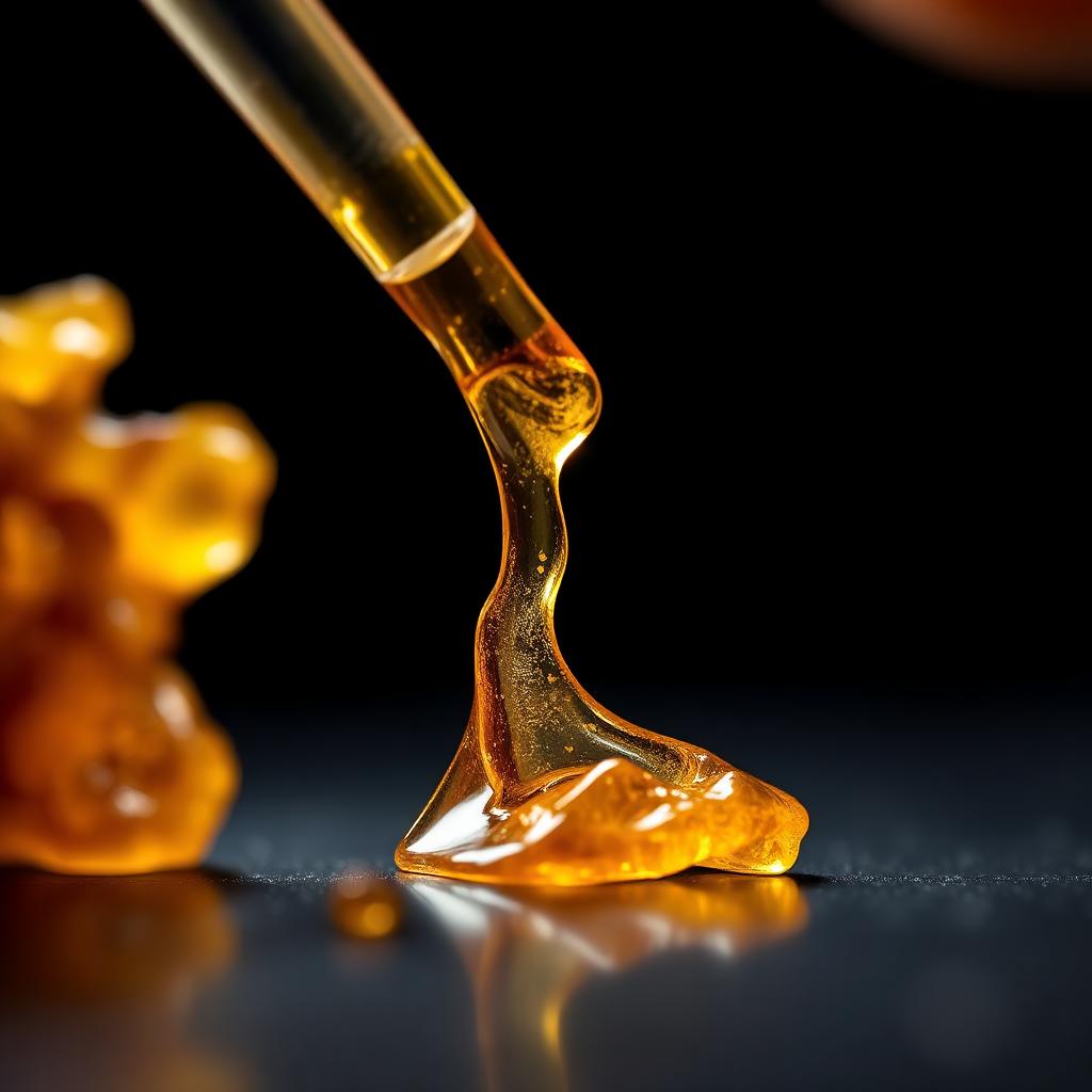 Amber shatter concentrate on dab tool